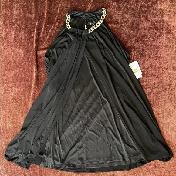 Jessica Simpson Black Shift Dress w/Gold Curb Chain Women’s Sz:14 NWT - Picture 6 of 13